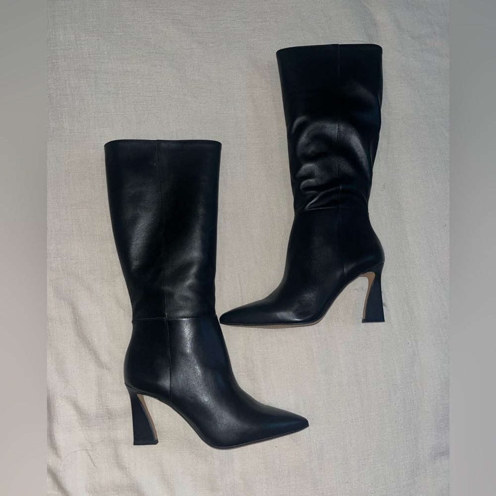 NWT Vince Camuto Black Leather Knee High Boots